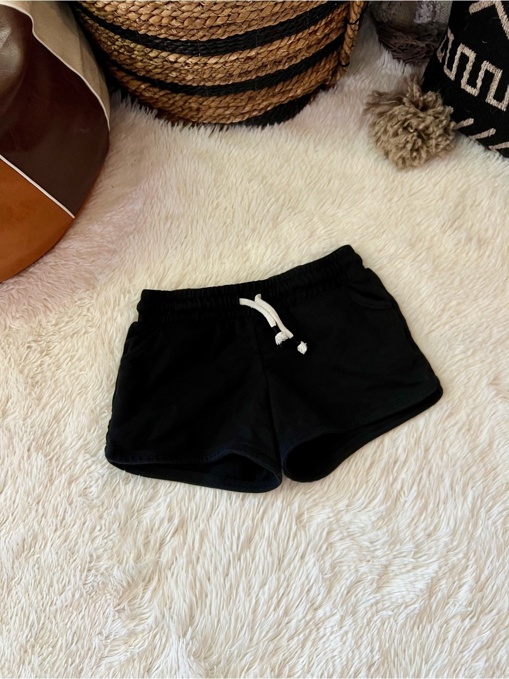 Kids Black Drawstring Active Shorts
